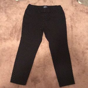 black with white dot dress pants